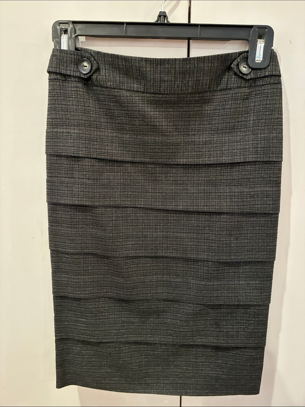 Classic Gray Pencil Skirt with Pleating- Women